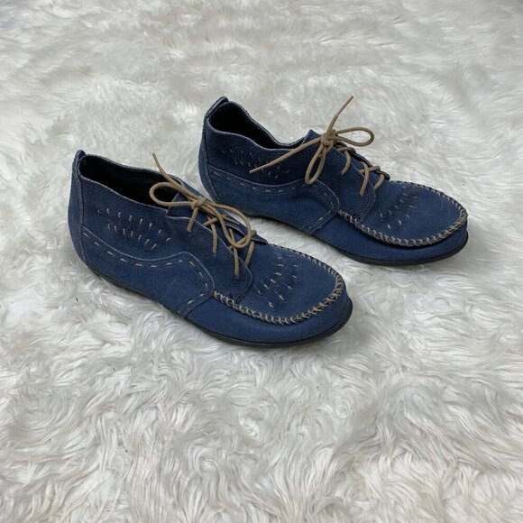 Minnetonka Chukka Moccasins – Size 10 – Blue Suede - Picture 2 of 7